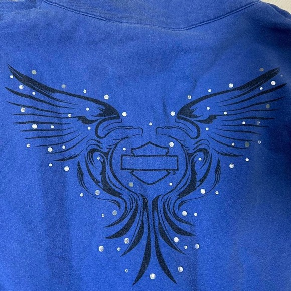 Harley Davidson blue zip up‎ hoodie #bikerstyle #y2k - Picture 5 of 6